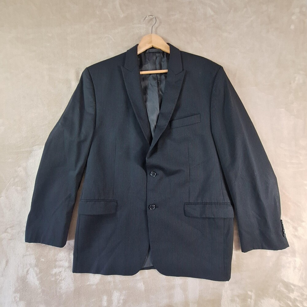 Calvin Klein Blazer Mens 44 Long Wool Slim Fit Double Vented Pinstripe Jacket